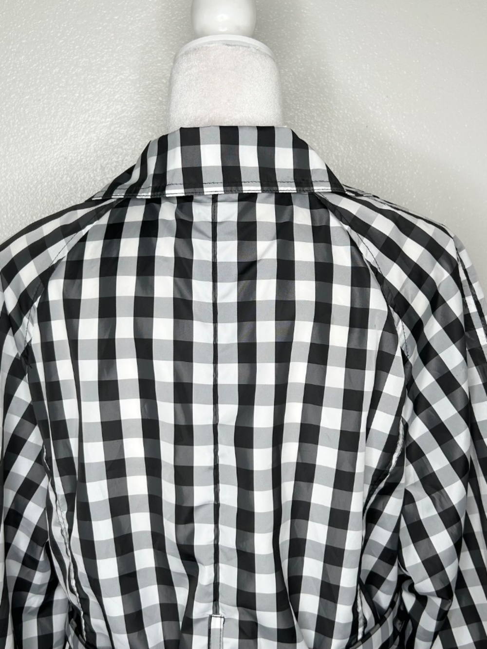 Lane Bryant Womens Black & White Plaid Tie-Waist Rain Coat Jacket Size 22/24 - Picture 6 of 9